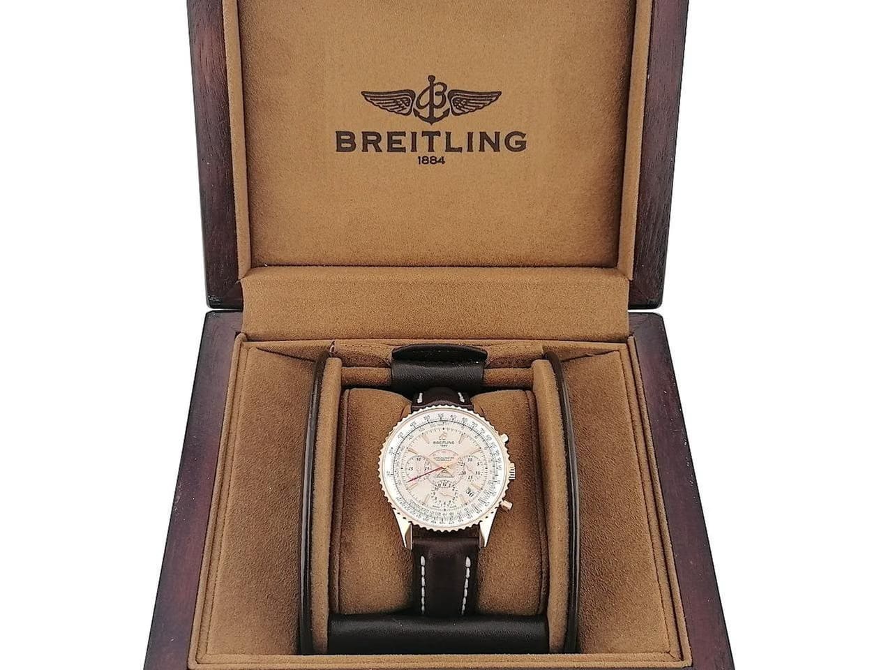 Breitling Montbrillant 01 Limited Edition Automatik Rotgold 40mm beiges Zifferblatt braunes Lederband RB013112 Full Set mit Garantie Occasion