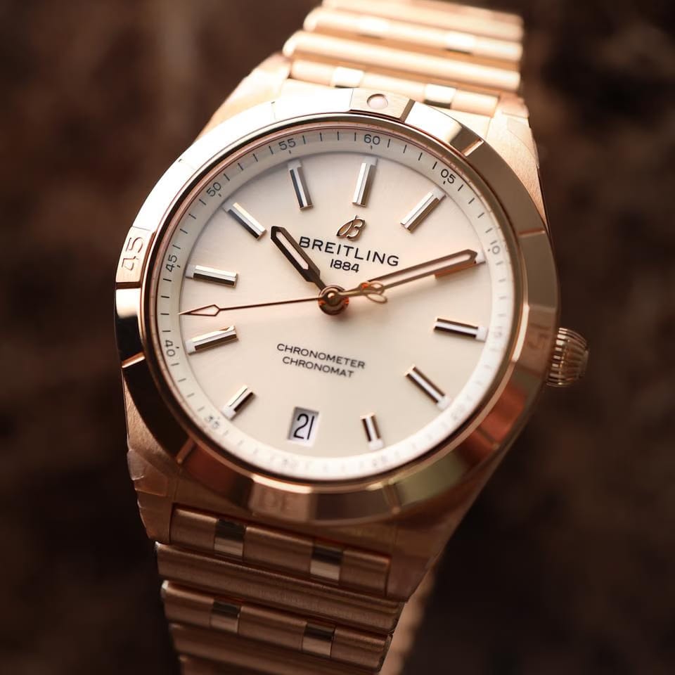 Breitling Chronomat 36 Automatic 36 MM Rose Gold Silver Dial NEW