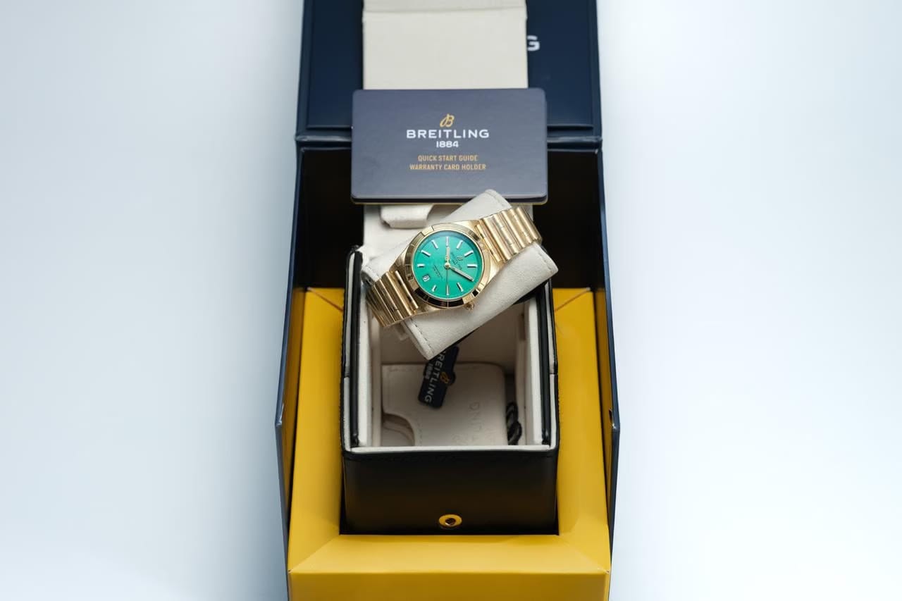 Breitling Chronomat 36 Yellow Gold | Peppermint Dial | Box & Papers | 2024