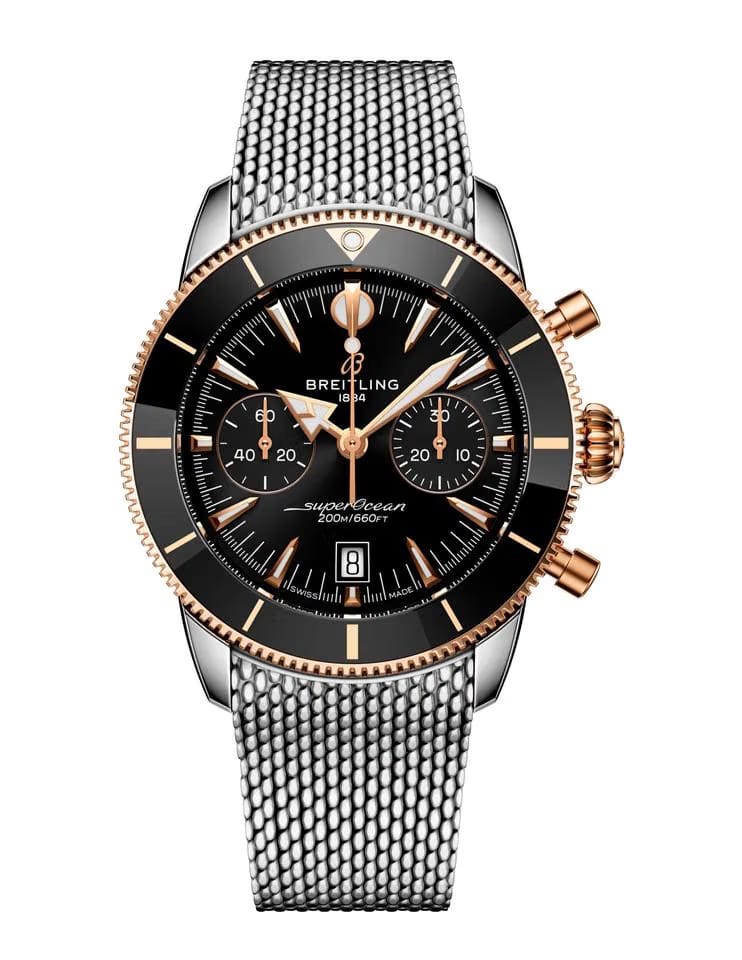 Breitling Superocean Heritage B01 Chronograph 42 - Edelstahl und 18-karätiges Rotgold - Schwarz Full Set Full Warranty