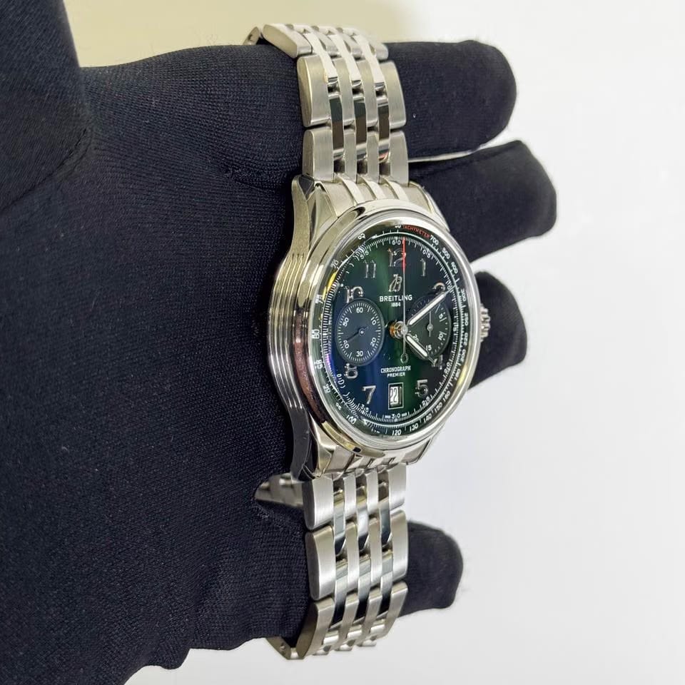 Breitling Premier B01 Chronograph Green Dial Watch Ref# AB0145371 L1 A1