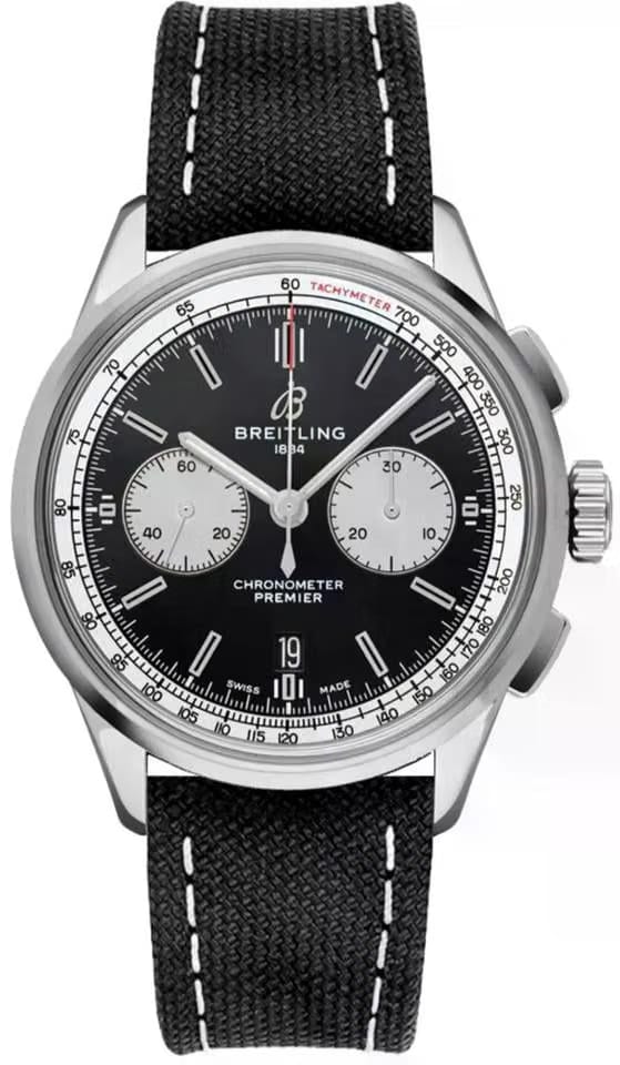 Breitling Premier B01 Chronograph 42mm Black Dial Leather Strap Automatic Men's Watch AB0118371 B1 X4 Full Complete Set
