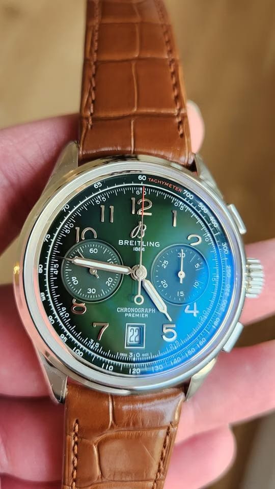 Breitling Premier B01 Chronograph Green Dial AB0145371 L1 P1 NEW UNWORN