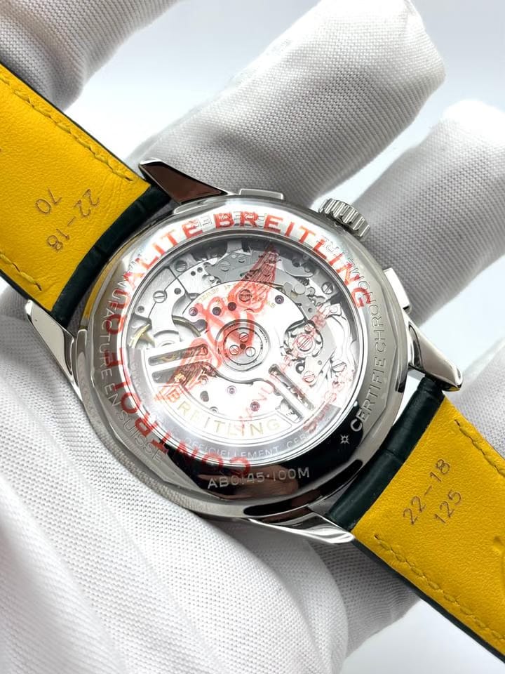 Breitling Unworn Premier B01 Chronograph 42mm Green Dial Green Strap AB0145 Box & Papers