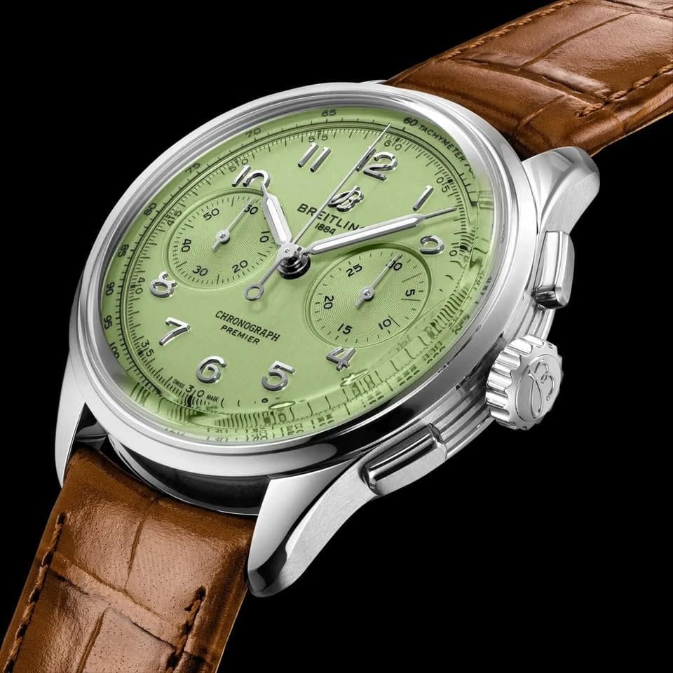 Breitling Premier B09 Chronograph Mint Green Dial Fullset New