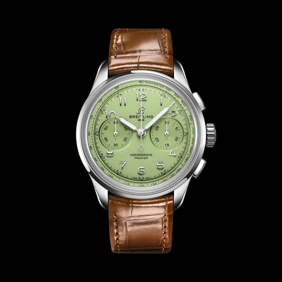 Breitling Premier B09 Chronograph Mint Green Dial Fullset New
