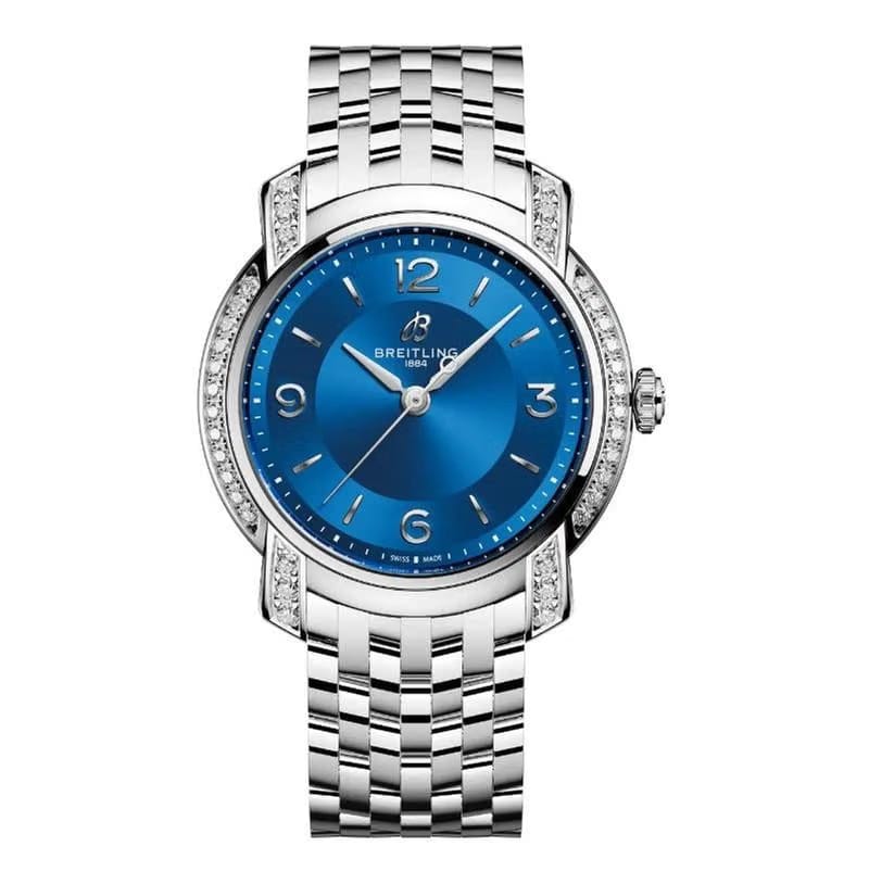 Breitling Lady Premier Diamonds Quartz 32mm Blue Dial NEW UNWORN FULL SET A77330671 C1 A1