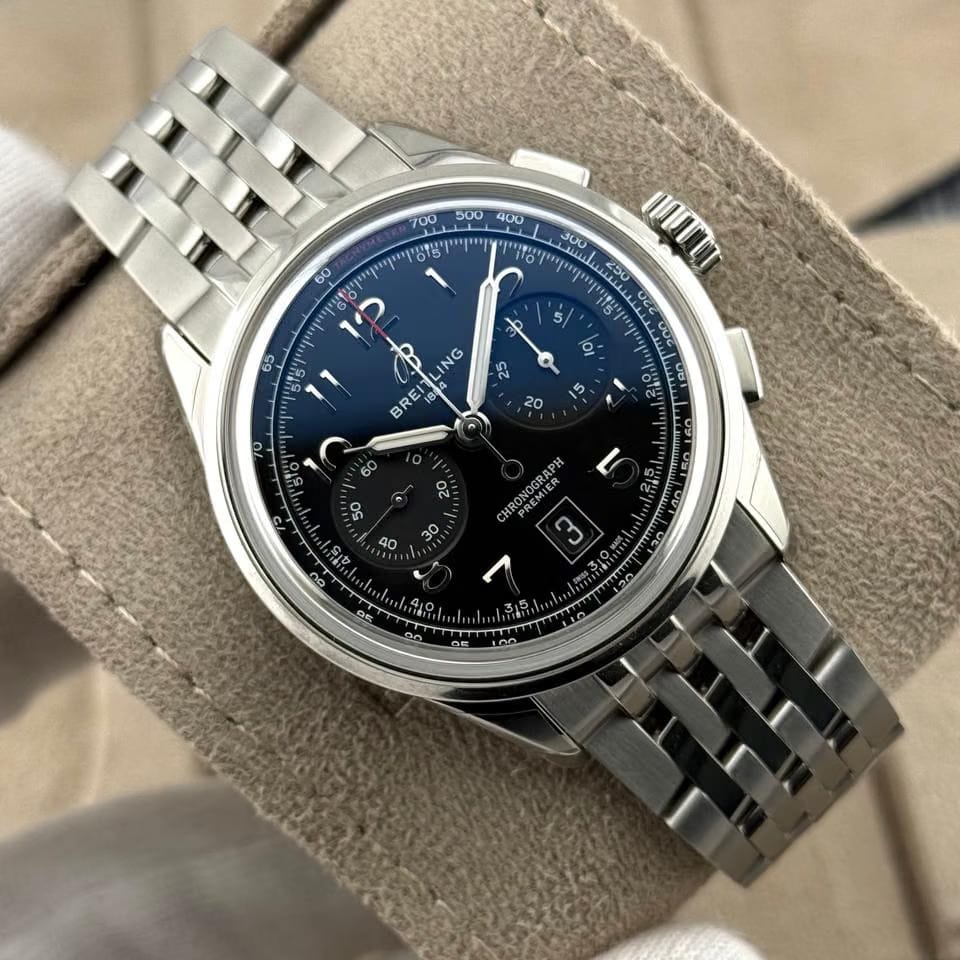 Breitling Premier B01 Chronograph 42 Full-Set 10/2025 | NEU | Unworn | Black Dial | AB0145