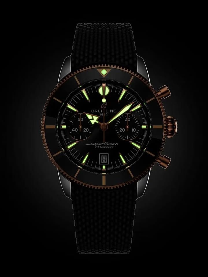 Breitling Ocean Culture Series B01 Chronograph Watch 42mm UB0156 H11 B1 S1 Red Gold / Blk bezel
