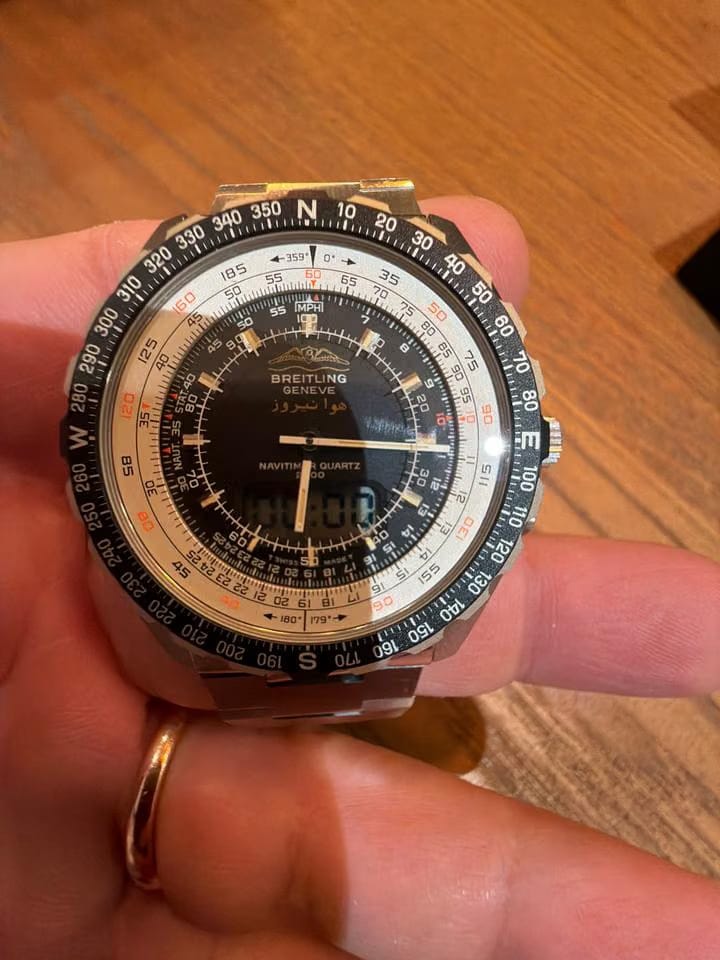 Breitling Navitimer Pluton Iran Airforce New Old Stock 1970 Iran Dial Logo