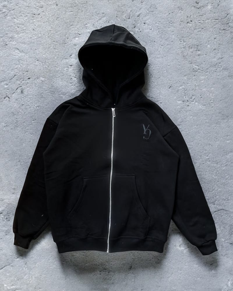 ZIPPER HOODIE - BLACK