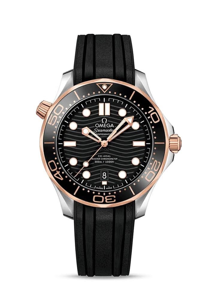 Omega Seamaster Diver 300 Mbasel one Seamaster Diver 300 M rose gold steel black dial 42mm 5 years international warranty