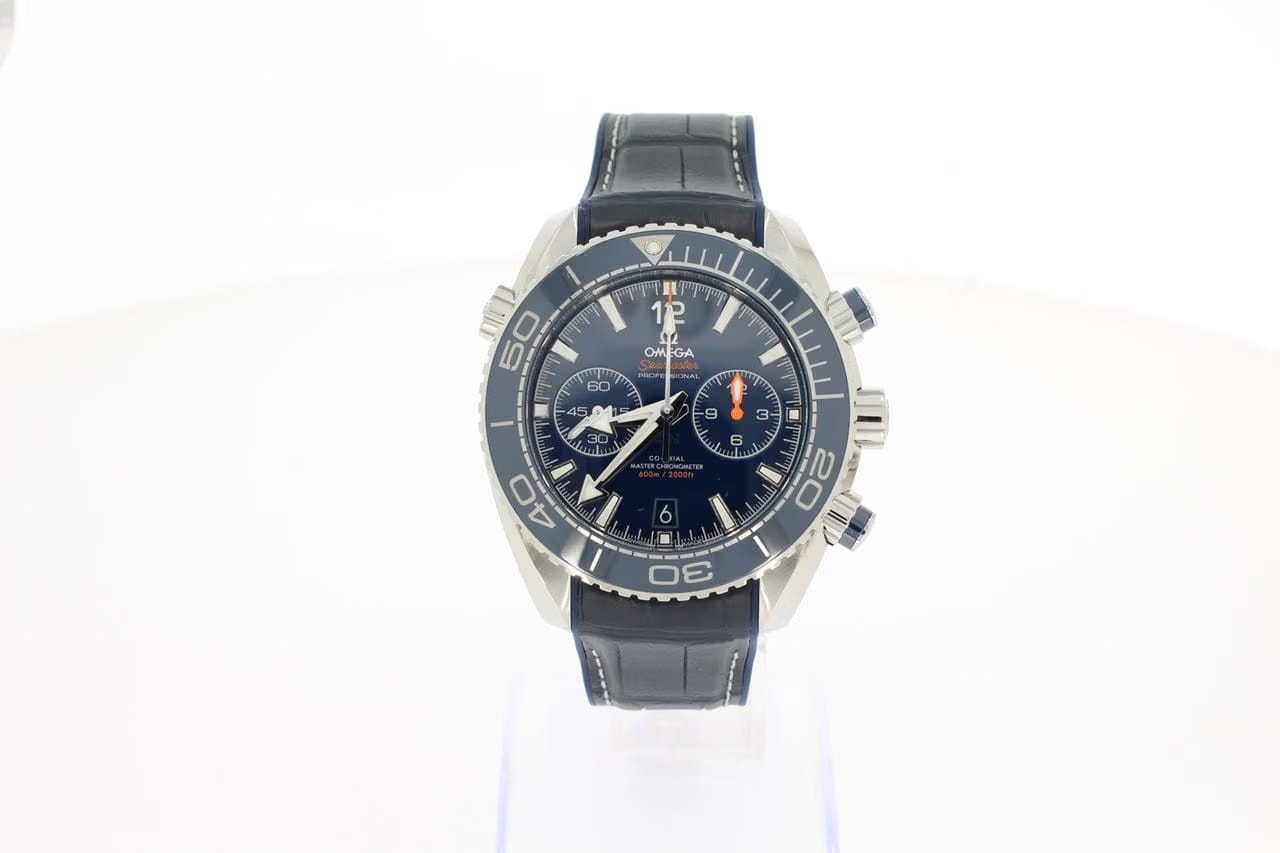 Omega Seamaster Planet Ocean Chronograph600 M 45,5 mm Stahl mit Lederarmband mit Innenseite aus Kautschuk 21533465103001