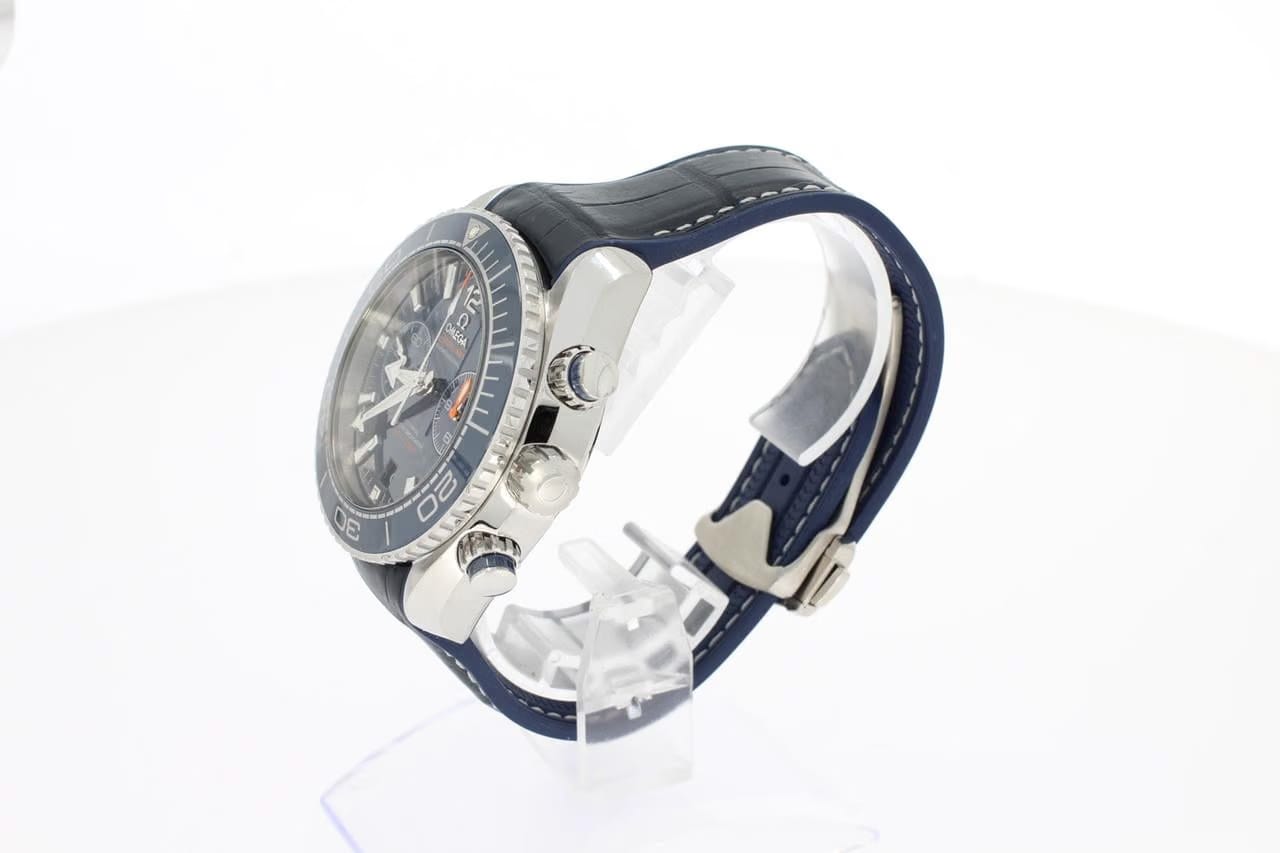 Omega Seamaster Planet Ocean Chronograph600 M 45,5 mm Stahl mit Lederarmband mit Innenseite aus Kautschuk 21533465103001
