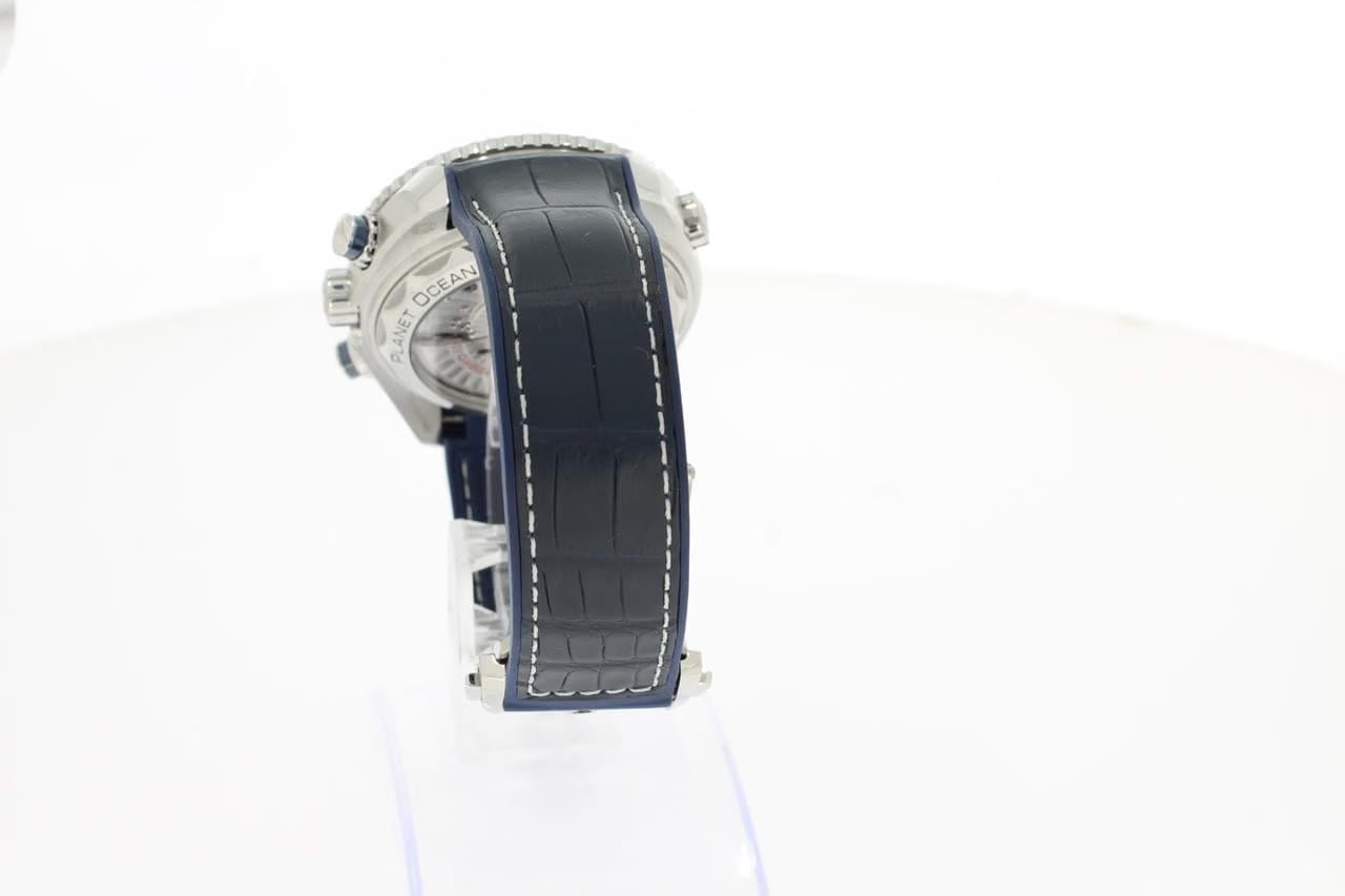 Omega Seamaster Planet Ocean Chronograph600 M 45,5 mm Stahl mit Lederarmband mit Innenseite aus Kautschuk 21533465103001