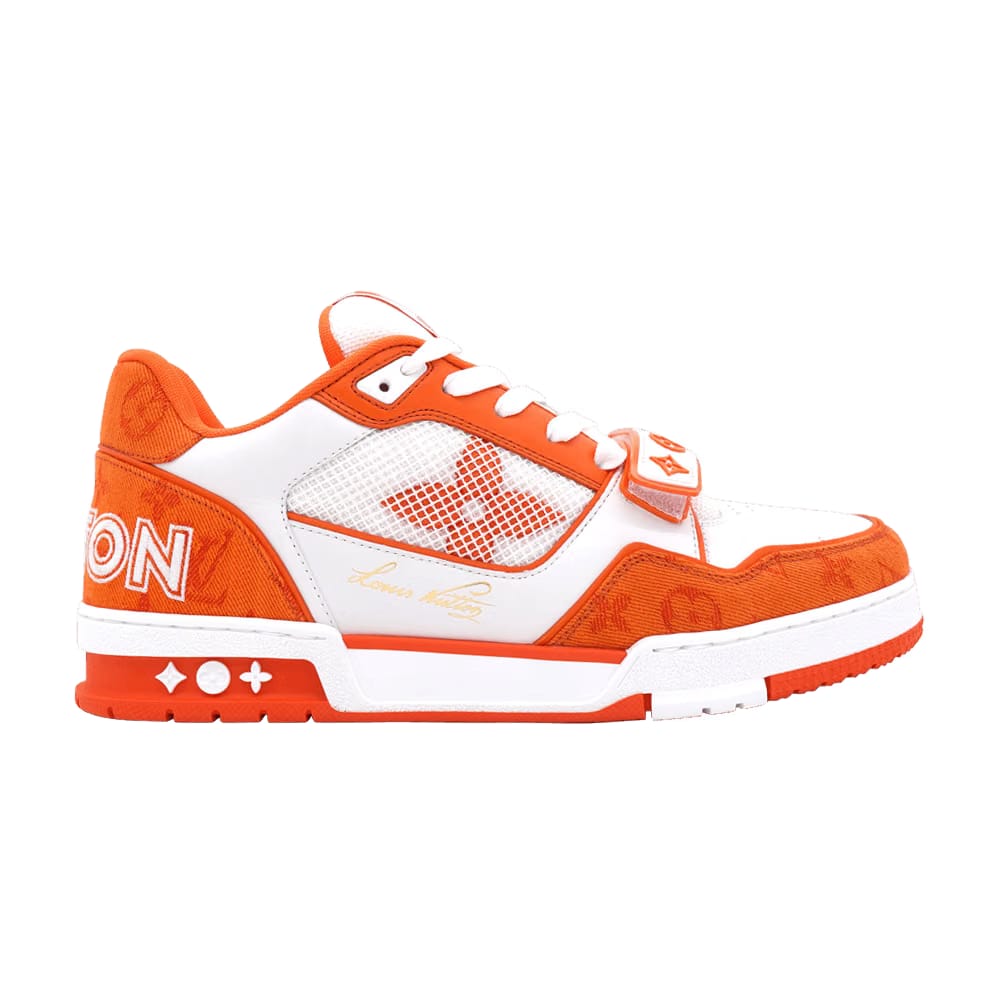 Louis Vuitton Trainer Low Velcro Strap - Orange Monogram Denim
