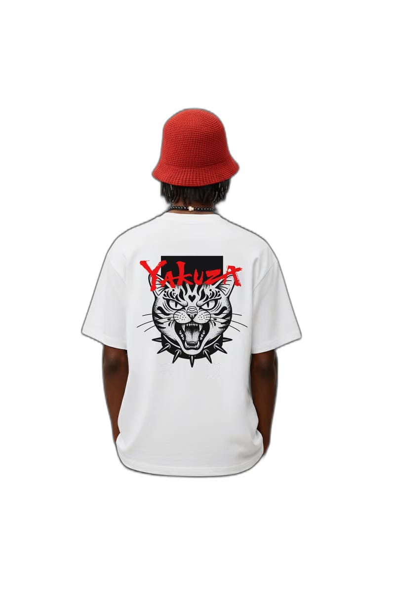 Yakuza Cat White Oversized T-Shirt