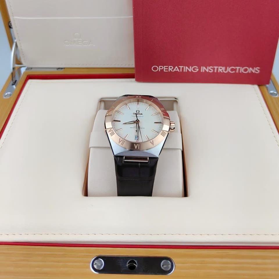Omega Constellationautomatic 39mm metal Alligator leather watch 131.23.39.20.02.001 (H)