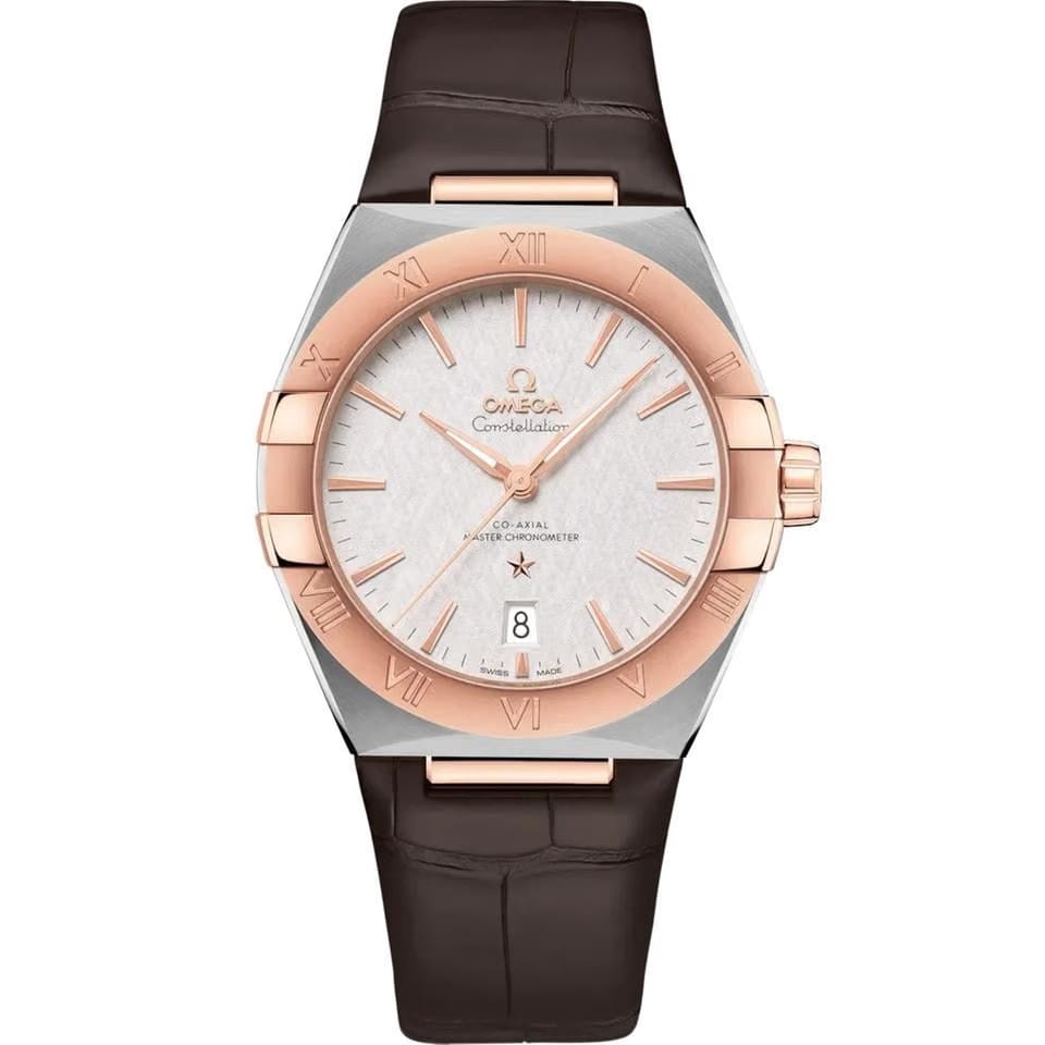 Omega Constellationautomatic 39mm metal Alligator leather watch 131.23.39.20.02.001 (H)