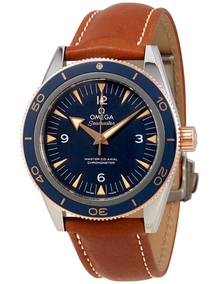 Omega Seamaster 300 Master Co-axial Date Blue Leather
