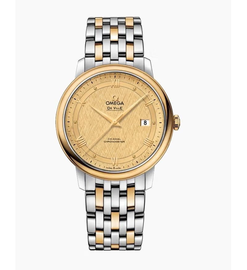 Omega De Ville Prestige Co-axial 39.5 mm Steel and Yellow Gold NEW UNWORN 424.20.40.20.08.001