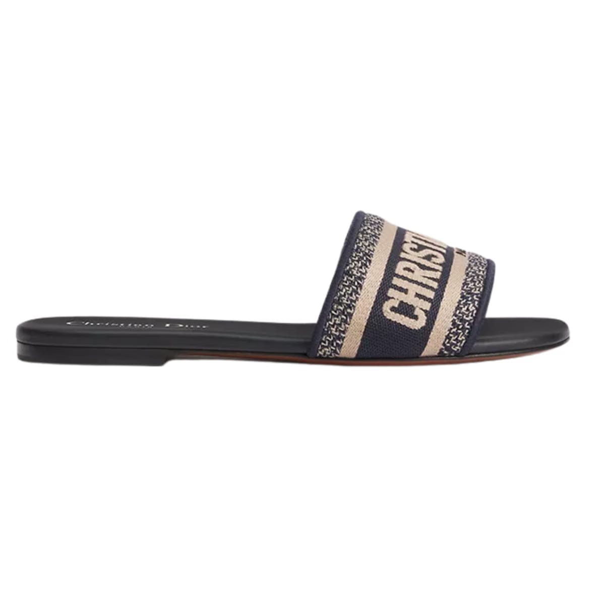 Dway Slide Deep Blue Embroidered Cotton