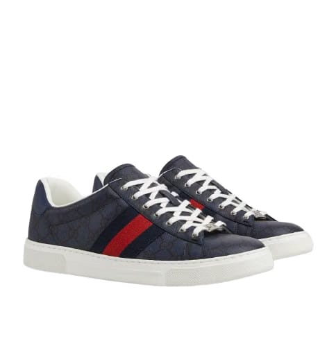 Men's Gucci Ace sneaker with Web (blue GG Supreme)