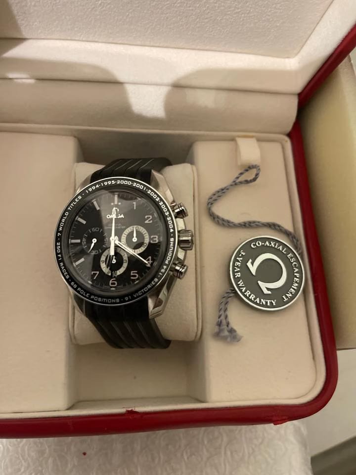 Omega Speedmaster Broad Arrow Legend Set complet , neuve , Schumacher setie limitée papiers
