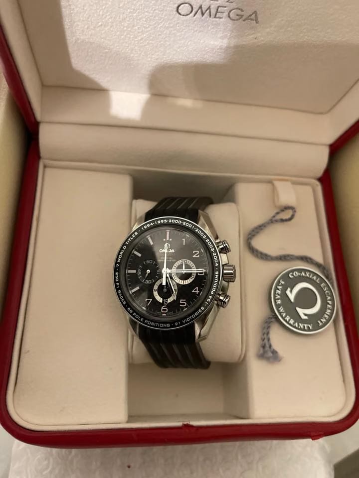 Omega Speedmaster Broad Arrow Legend Set complet , neuve , Schumacher setie limitée papiers
