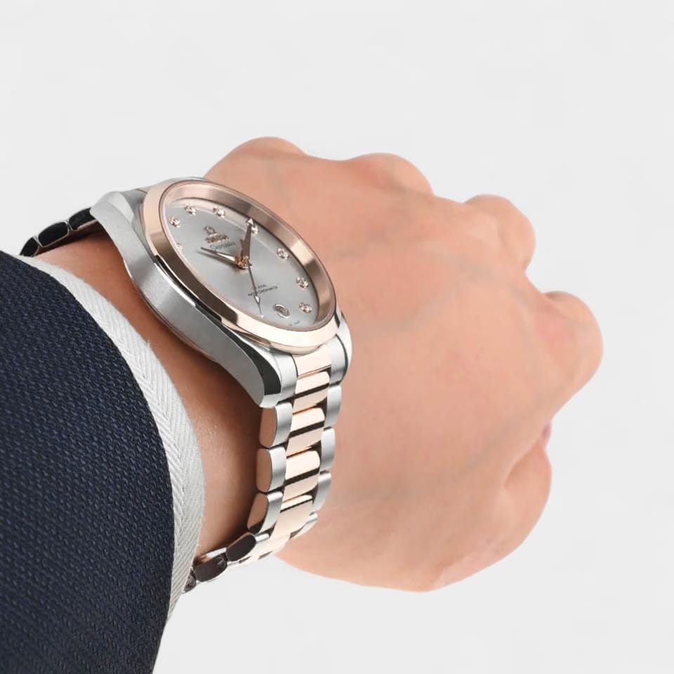 Omega Seamaster Aqua Terra150 M Co-Axial Master Chronometer / Diamond / Steel&Gold / 38 mm / 220.20.38.20.56.002