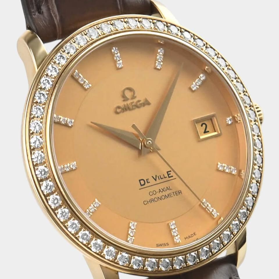 Omega De Ville Prestige Diamonds / Yellow gold / Box&Papers / 413.58.37.20.58.001