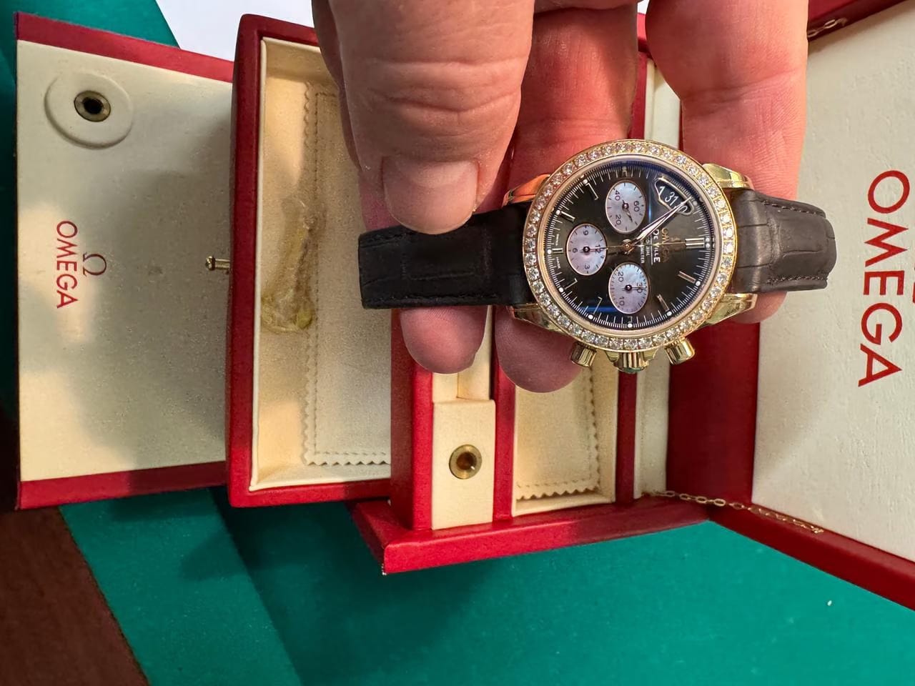 Omega De Ville Co-Axial Chronograph Uhr mit Box und Rechnung