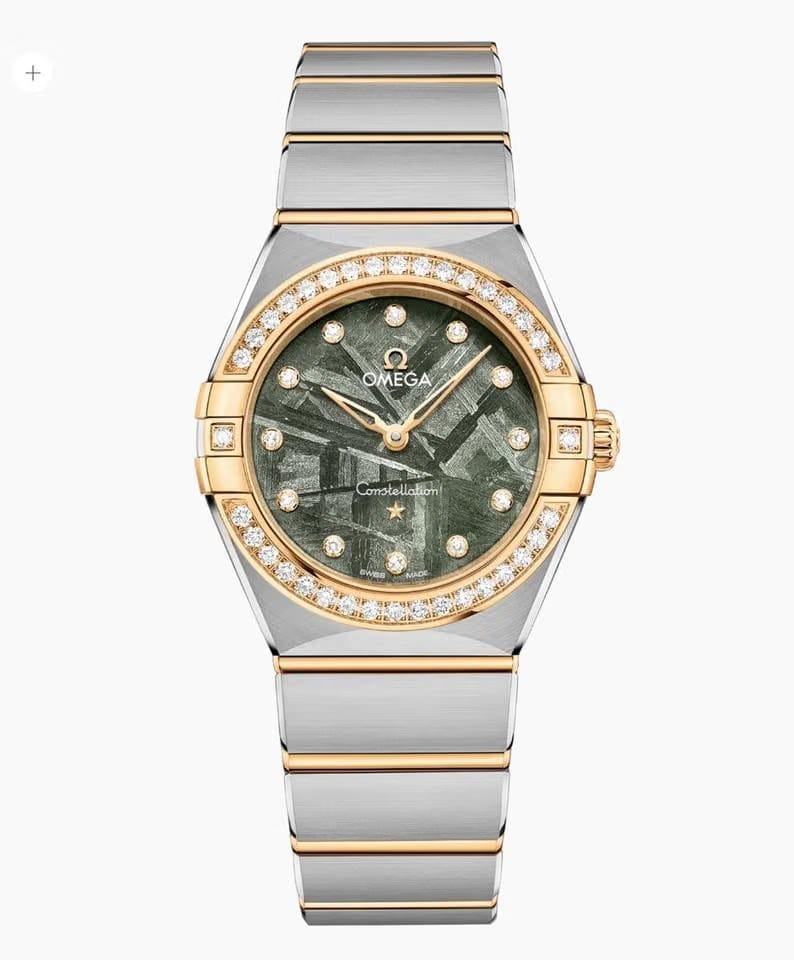 Omega Constellation28 Mm Constellation Steel 18 K Yellow Gold Diamond Bezel 131.25.28.60.99.002 Iron meteorite Green Dial