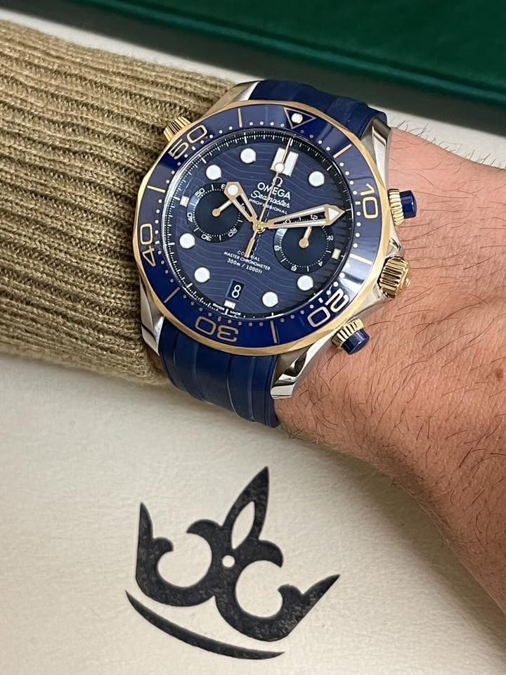 Omega Seamaster300m Blue Dial Chrono Gents Watch Steel & Gold 2023 Box Papers