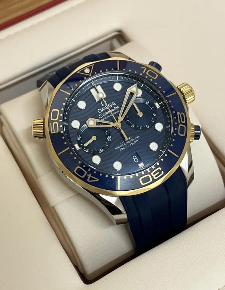 Omega Seamaster300m Blue Dial Chrono Gents Watch Steel & Gold 2023 Box Papers