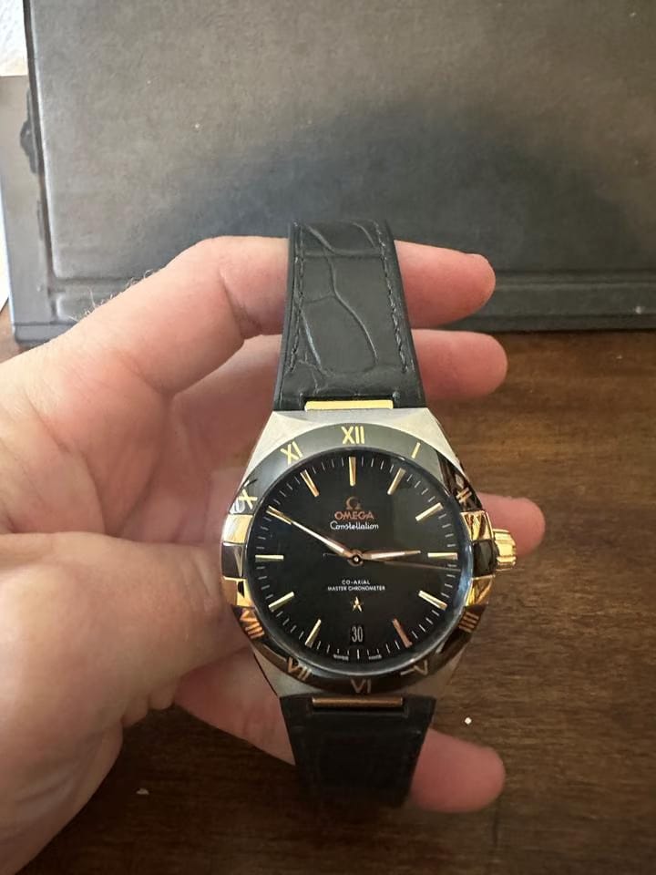 Omega Constellation18k Gold & Green Alligator - Co-Axial Master Chronometer