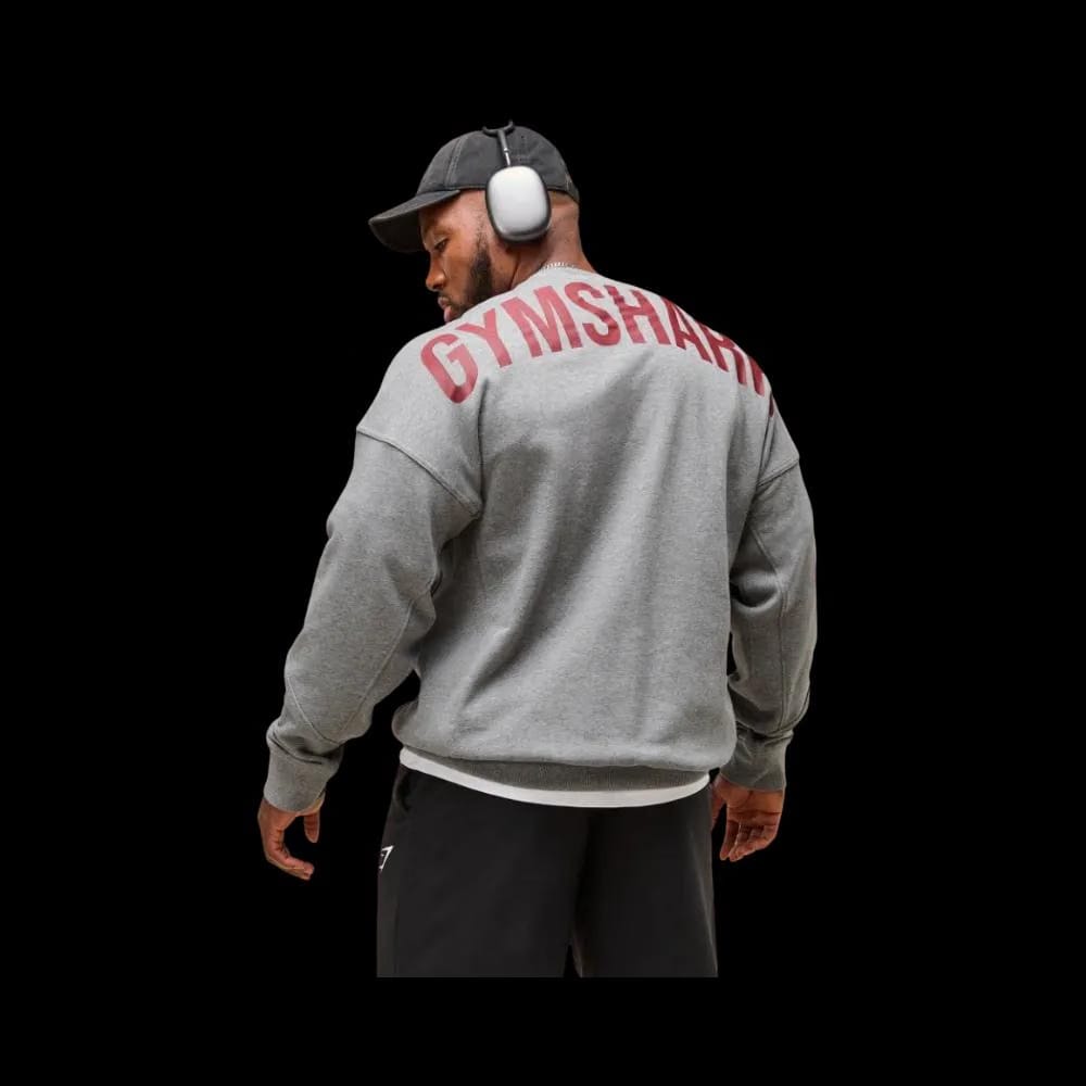 Gymshark Power Crew Oversized Fit Charcoal Core Marl