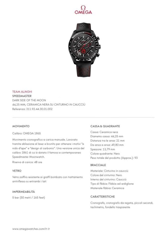 Omega Speedmaster Dark Side Of The Moon 'Alinghi' Full Set Alinghi
