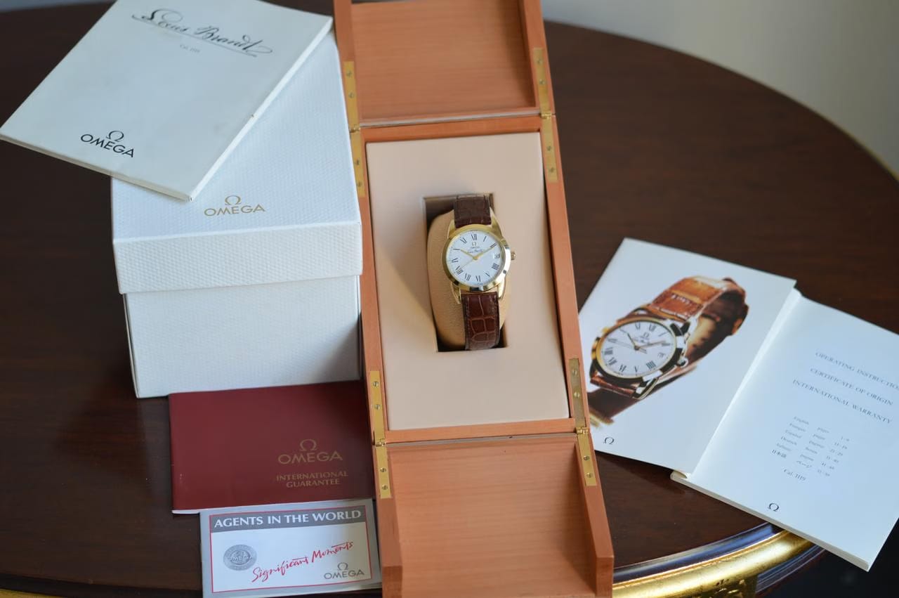 Omega Louis Brandt Automatic 18 K Yellow Gold Full Set NOS