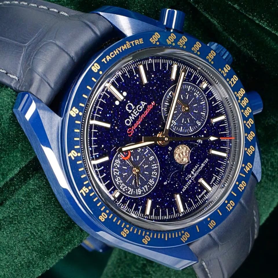 Omega Speedmaster Moonphase MINT COMPLETE SET Speedmaster Moonphase "Blue Side of the Moon" 304.93.44.52.03.002