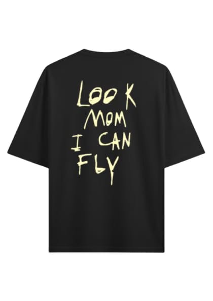 Look Mom I Can Fly Tshirt - Black
