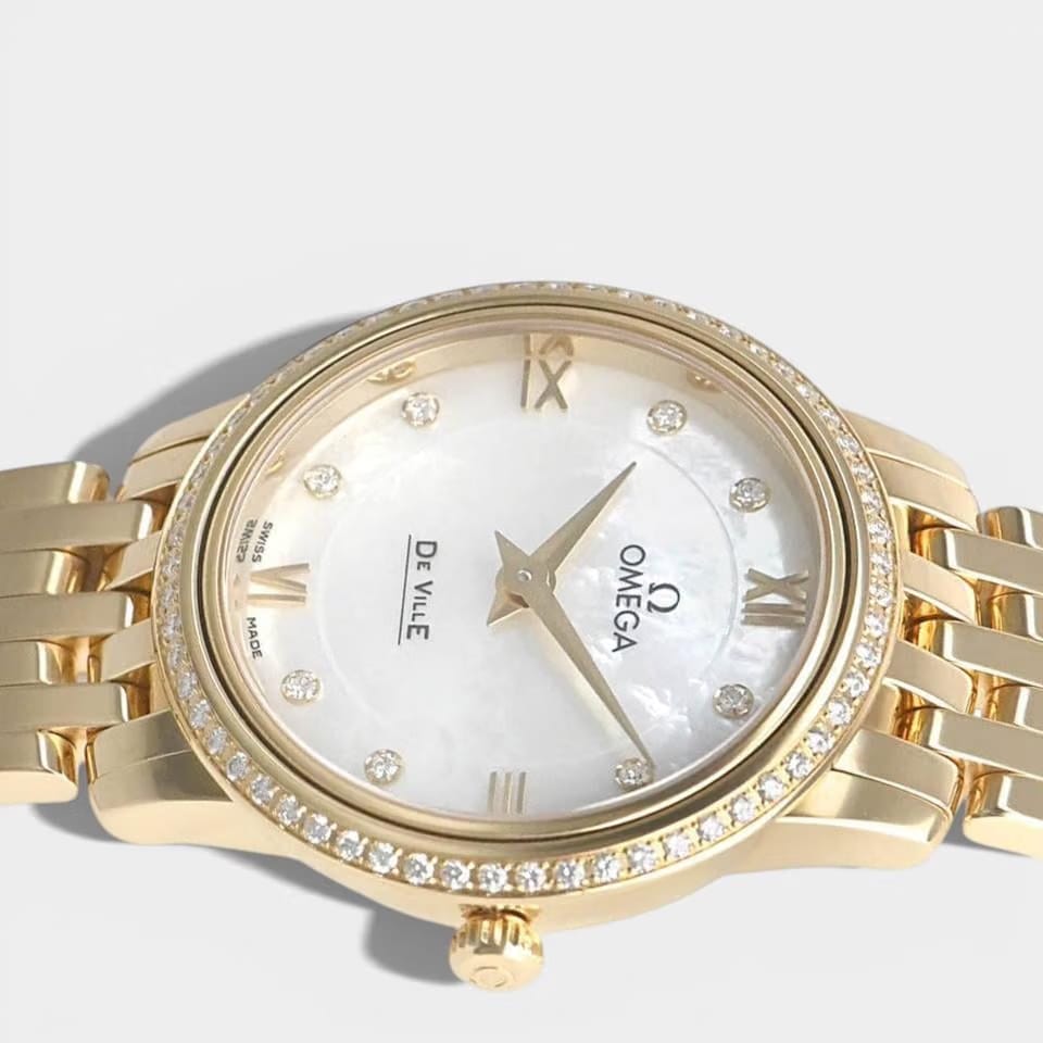 Omega De Ville Prestige Yellow gold / 27.4 mm / Box&Papers / 424.55.27.60.55.001