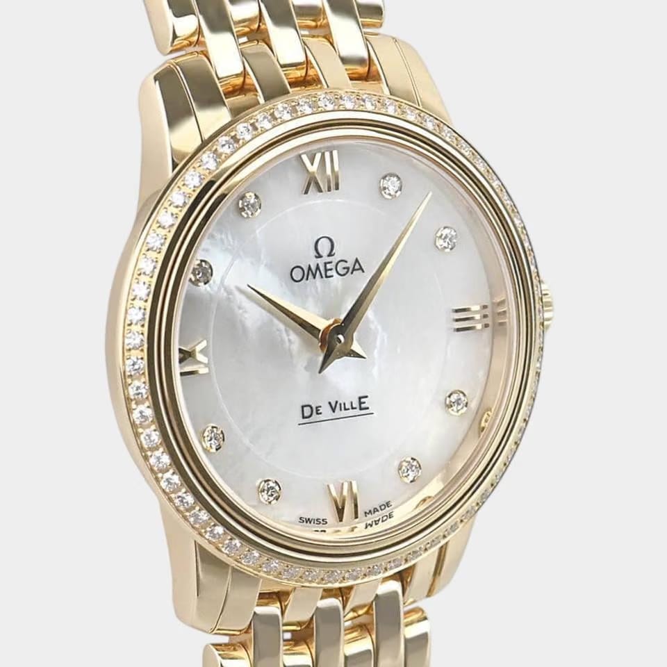 Omega De Ville Prestige Yellow gold / 27.4 mm / Box&Papers / 424.55.27.60.55.001