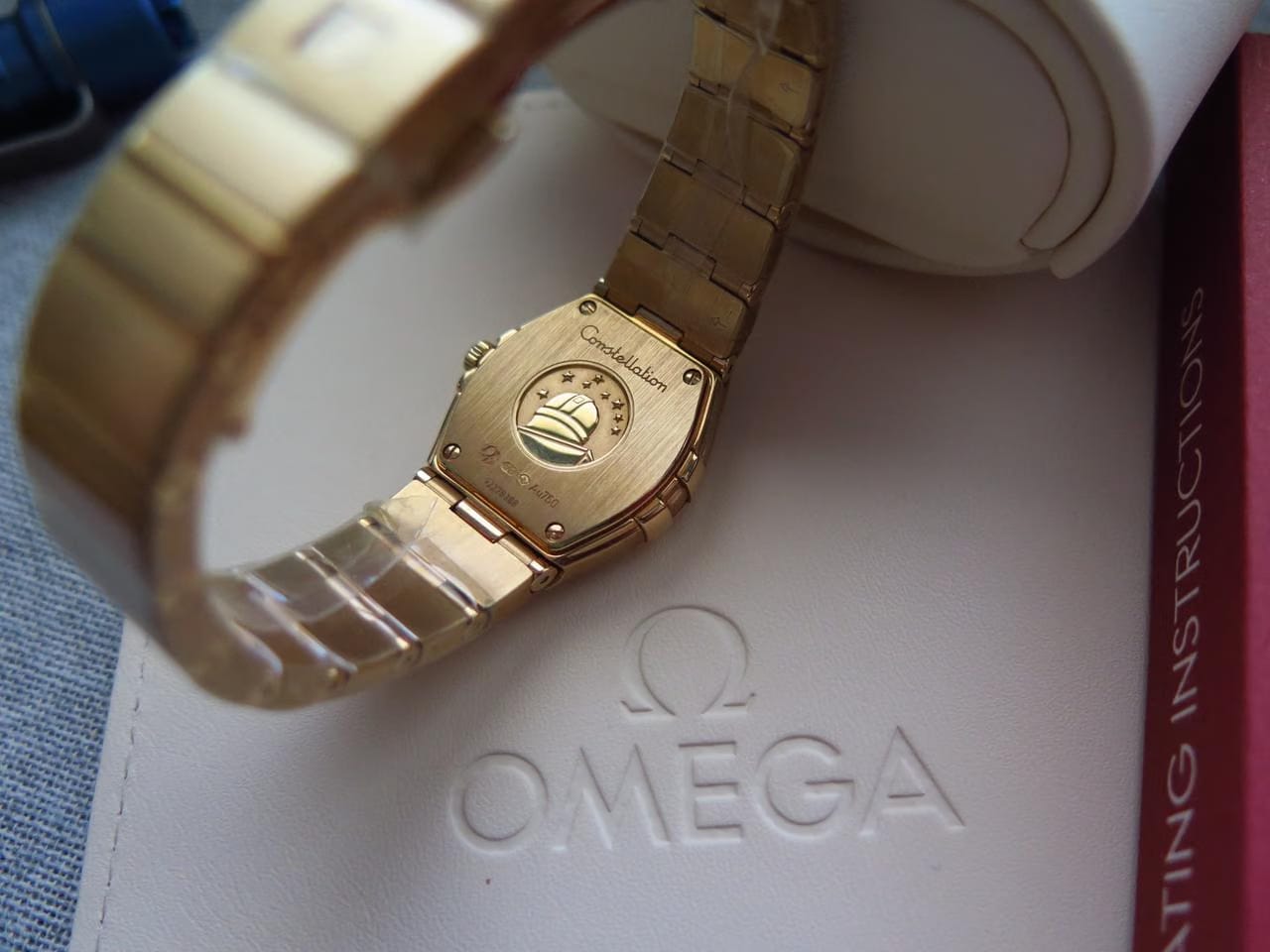 Omega Constellation Quartz Solid 18k Red Gold Factory diamond bezel/markers MOP dial