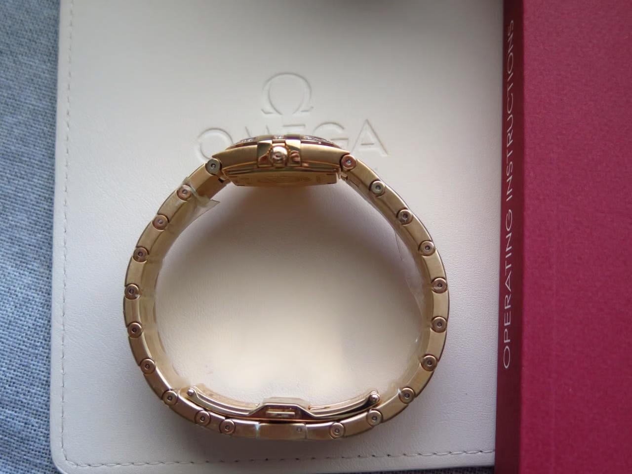Omega Constellation Quartz Solid 18k Red Gold Factory diamond bezel/markers MOP dial