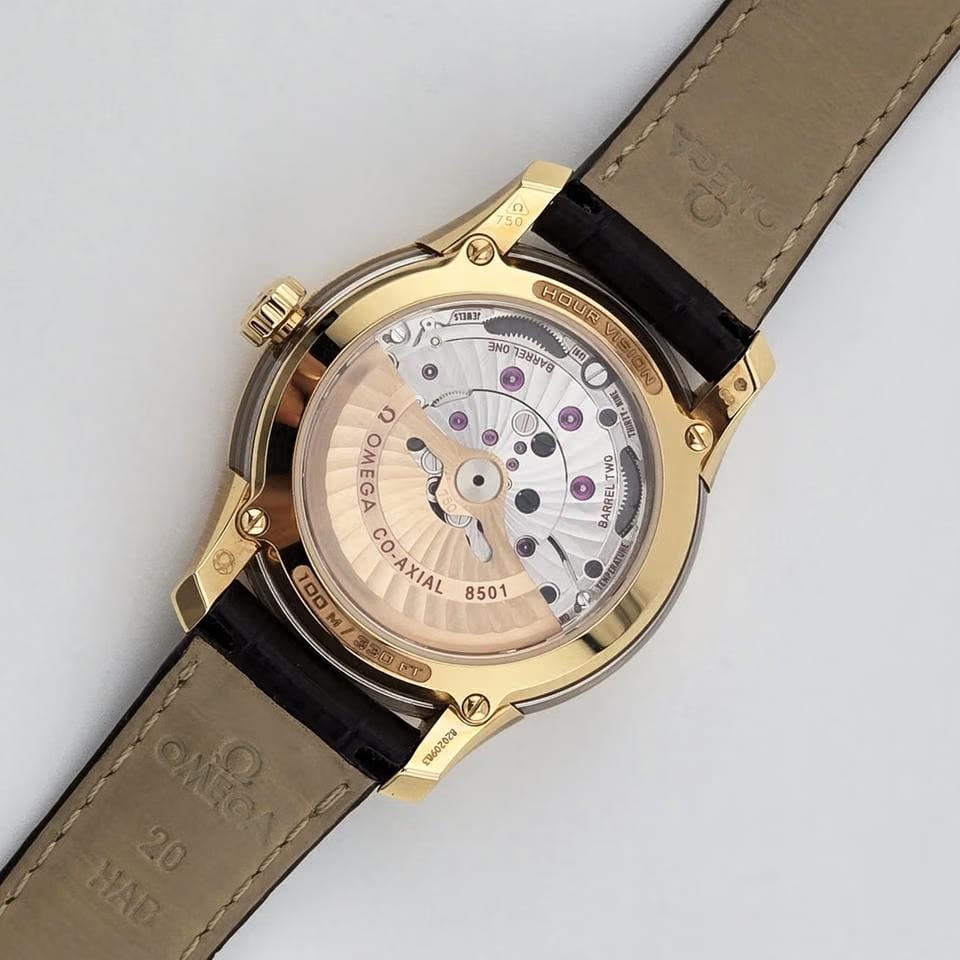 Omega De Ville Hour Vision Co-Axial / orologio uomo / quadrante argentato / cassa oro rosso / cinturino pelle marrone - REF. 43163412102001