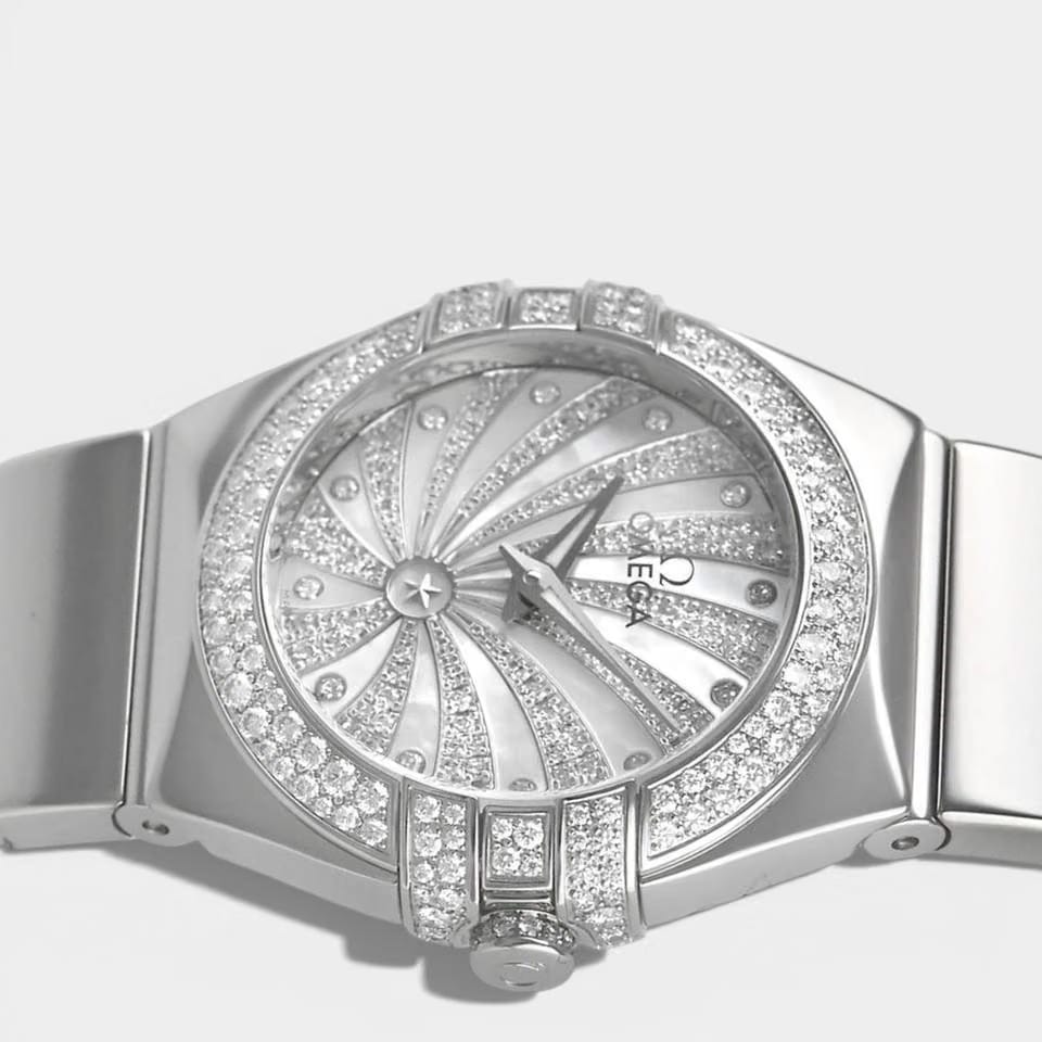 Omega Constellation Quartz White gold / 24 mm / Box&Papers / 123.55.24.60.55.014