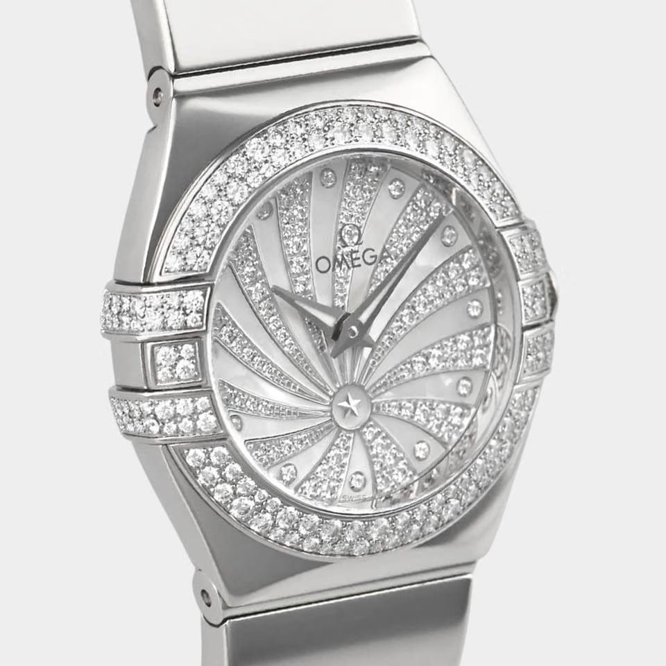Omega Constellation Quartz White gold / 24 mm / Box&Papers / 123.55.24.60.55.014