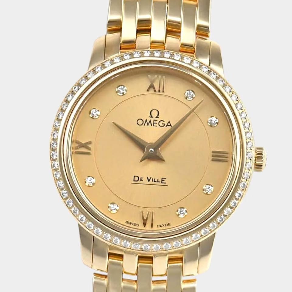 Omega De Ville Prestige Diamond Yellow Gold 27.4 mm/Box&Papers 424.55.27.60.58.001