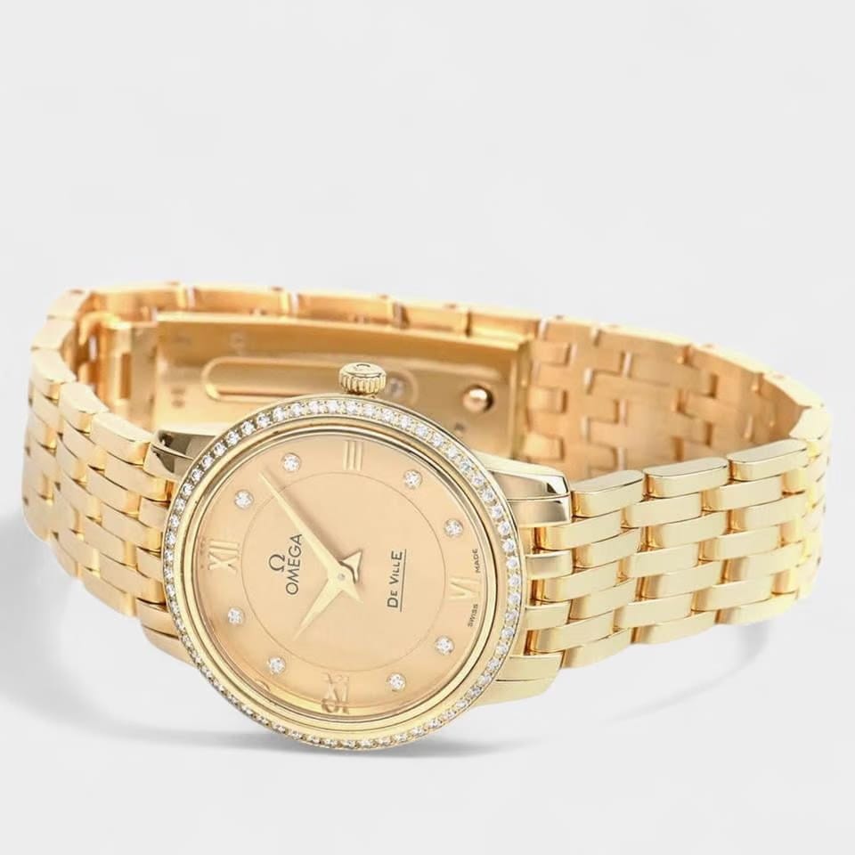 Omega De Ville Prestige Diamond Yellow Gold 27.4 mm/Box&Papers 424.55.27.60.58.001